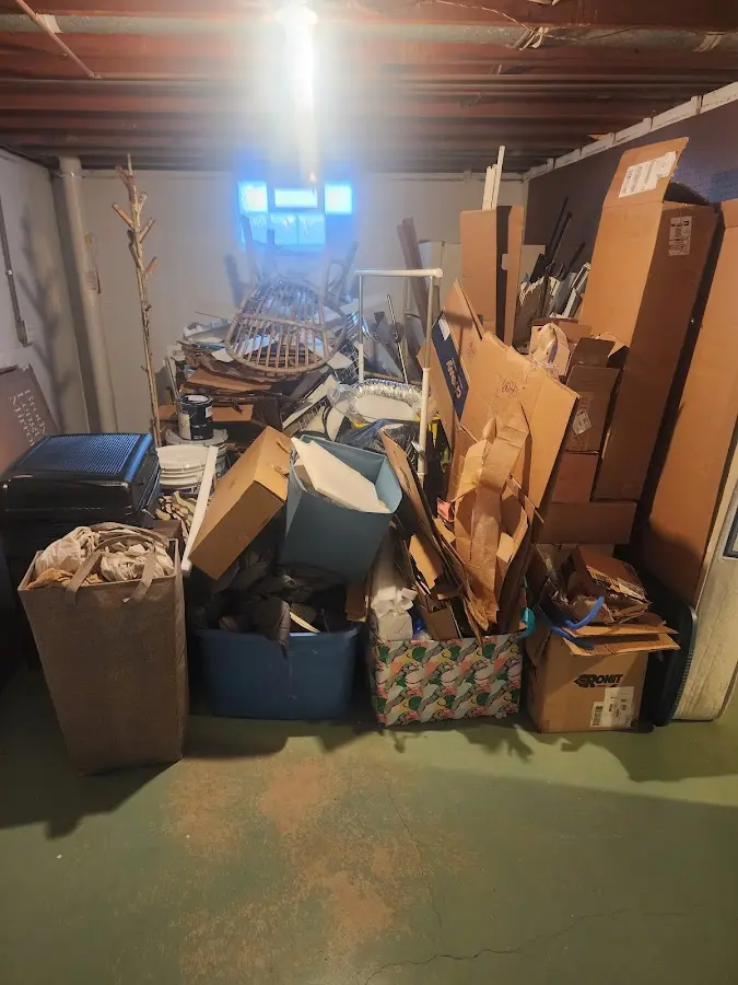 Roll-off dumpster container at job site for 4 Yard Dumpster Rental in Deerfield